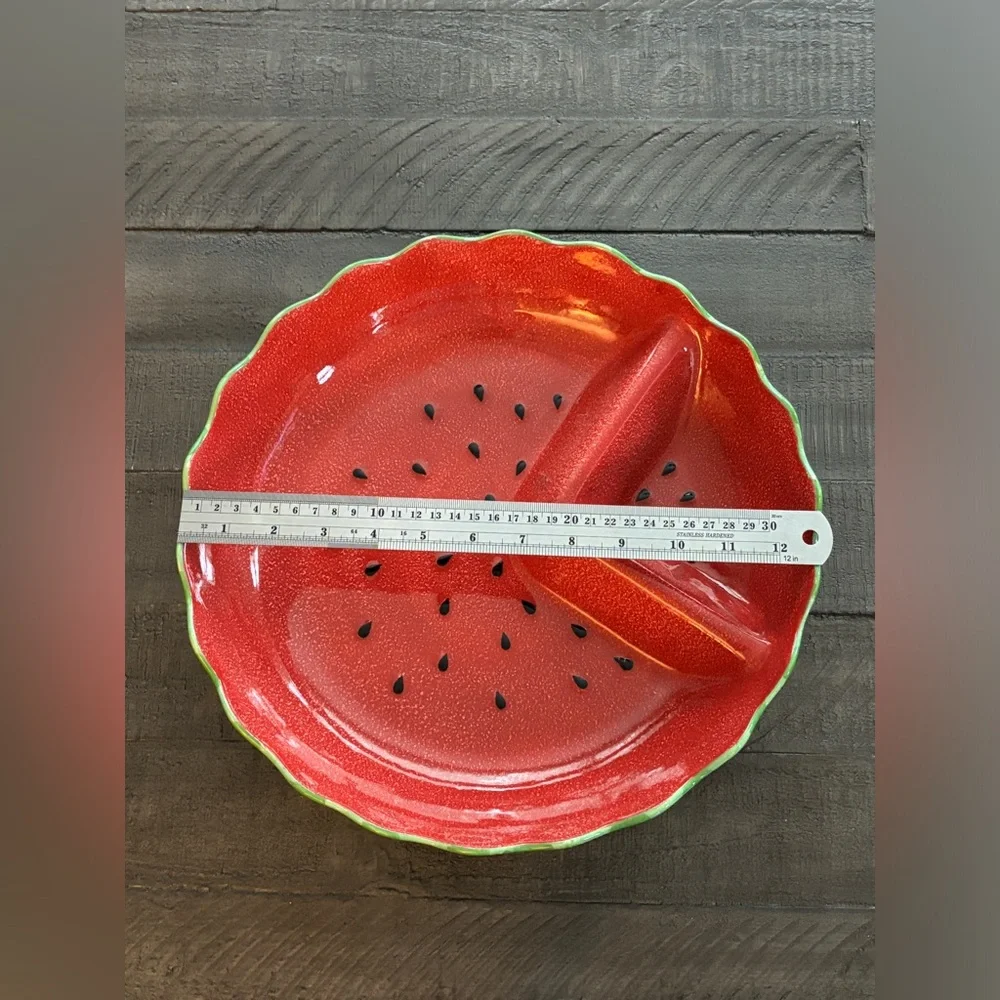 Williams Sonoma Watermelon Scalloped Divider Dish